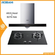 Robam A815 T Shape Chimney Hood 90cm + B276 2 Burner Gas Cooker Stove Hob 4.2kw