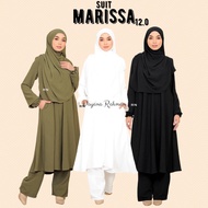SUIT MARISSA 12.0 Suit Muslimah Labuh Jubah Seluar Size S-3XL Jubah Putih Hitam Umrah Haji MuslimahA