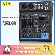 SanThaiH Mini Audio Mixer Mixing Console Mixer Sound 4 Channel พร้อม Soundboard USB Bluetooth Sound Card Audio Interface ไมโครโฟน Preamp 48V Phantom Power Mixer สําหรับ DJ Studio PC Record Singing Webcast Party เครื่องเสียง