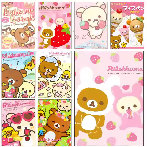 Rilakkuma Cute Cartoon R-Rilakkuma Poster Premium Decor Art & Gift for Household Lounge Home Ornamen