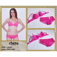 Bra Set With Panty Rheto Style Lacey Color Pink Size 32B 34A 34B 36A 36B 36C 38B(23)