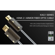 Bridgee Kai 2.1 Steel Amoured AOC HDMI FIber Cables. 4k 120fps | 8k 60fps | 48Gbps|Certified with HD