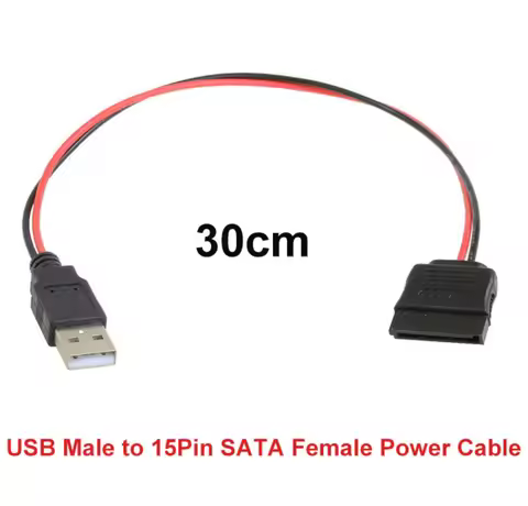 USB Male to 15Pin SATA Female Power Cable 30cm Adapter Cord USB to SATA Power Adapter for Laptop 2.5