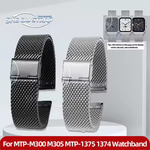 Stainless Steel Watchstrap For Casio MTP-M300 MTP-M305 MTP-1375 MTP-1374 300 Square Dial Moon Phase 