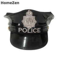 HomeZen หมวกเครื่องแบบหมวกสำหรับตำรวจชุดคอสตูมหมวกสำหรับผู้หญิงหมวกเด็กส่งหนังสือพิมพ์สำหรับชุดตำรวจ