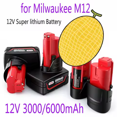 For Milwaukee 3Ah 6Ah 12V Rechargeable Battery M12 XC 48-11-2402 48-11-2411 48-11-2401 MIL-12A-LI Co