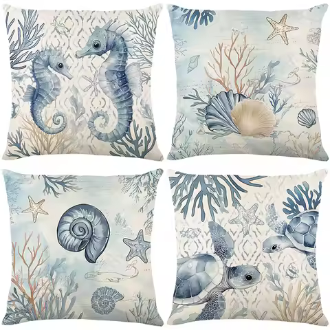 45X45 Ocean Print Pillowcase Mediterranean Style Pillow Cover Cushion Covers Home Living Room Sofa C