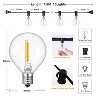 Genixgreen | G40 Indoor Outdoor String Light E12 Socket EU Plug 220V Connectable Dimmable Vintage Fa