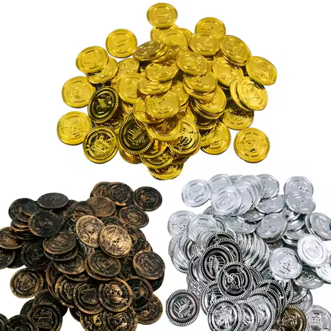 20-60pcs Pirate Coins Halloween plastic fake Game Coin For Kids Gift birthday Party Decoration Treas