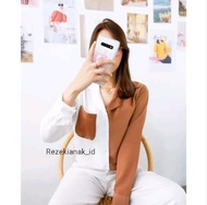 KEMEJA WANITA TWO TONE/BAJU WANITA VIRAL TIKTOK// BAJU WANITA TERKARIS 2023