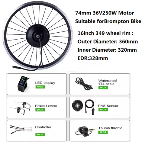DIY Brompton E-Bike Conversion Kits E Bike motor Kits 74MM Battery,Bike to Electric Bike Upgrade Kit