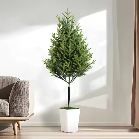 Artificial Pine Trees Outdoor UV Resistant Realistic Faux Plants with Stake Fake Plants for Garden Y