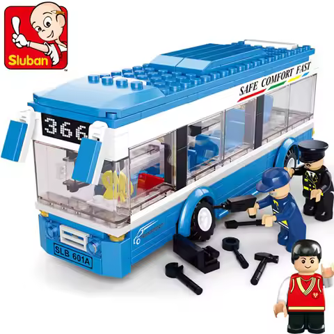 235PCS City Passenger Bus Single-Deck Public Car Sets Figures Model Building Blocks Kit Educational 
