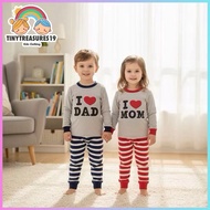 Tinytreasures19 Nb-5yrs old Longsleeve Pajama Pure Cotton Set for Girl Boy Kids OOTD Sleepwear Baju 