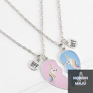 FQdinnerMatch Best Friend Heart Necklace BFF Unicorn Jewellery Girls Necklace Friendship Birthday Fr