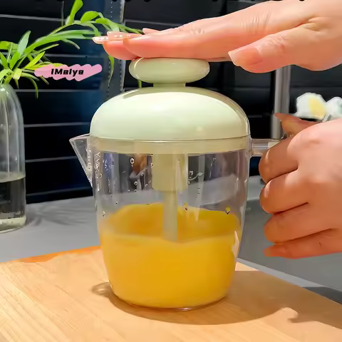 1Pc Handheld Egg Beater Manual Press-Type Semi-Automatic Egg Whisk Milk Frother for Baking Egg Mixer