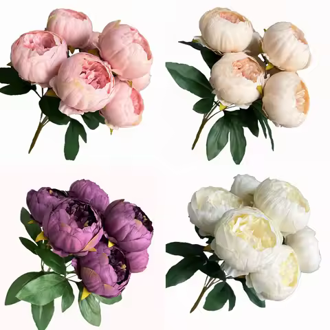 Artificial Peony Silk Flowers Bouquet Fake Flowers Arrangement Vintage Wedding Decoration Home Decor