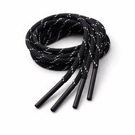 Round shoelaces with black and white motif, plastic aglet