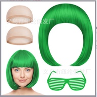 Colorful and Multicolored bob High-Temperature Fiber Wig Bob Cut with Bangs Realistic Short Hair cos