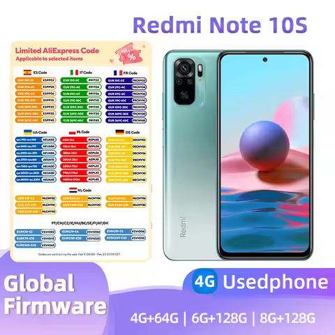 Redmi Note 10S 4g Android 6.43 inches RAM 6GB ROM 128GB MediaTek Helio G95 5000mAh Battery Used Phon