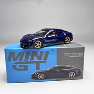 Tsm mini GT 1: 64 Porsche taycan turbo S Metal Blue Alloy Car Model Collection