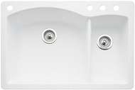Blanco 440200-4 Diamond 4-Hole Double-Basin Drop-In or Undermount Granite Kitchen Sink, White
