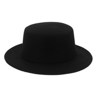 New Large Brim Fedora Hat for Men and Women Retro British Style Flat Top Woolen Hat Sun Hat GBGG