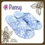 Pansy - 日本知名品牌簡約家居室內手工女裝交叉花花拖鞋 (藍色)(平行進口)