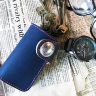 TWOFOLD 經典別緻的深藍色兩折鑰匙包男士康喬鈕扣 TFK-NH-RAi