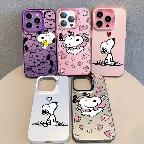 Cute Snoopy Y2K Pink Phone Case For Samsung Galaxy S25 S24 S23 S22 Plus Note 20 Ultra S24 FE S25 Edg