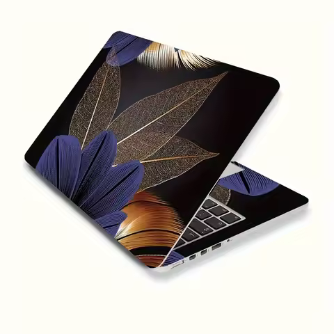 2-Pack Dark Leaf Pattern Laptop Stickers for 15.35 x 10.6 Laptop - PVC Protective Stickers