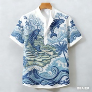 Men's Barong POLO Shirt for men Clothing Ethnic Style Vintage shirt ASEAN Clothing Tops Ethnic Shirt