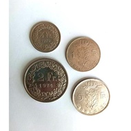 Old Coins Collection/Foreign-France( Pre-Euro )-1 Set x 4 Coins -1/2 Fr ( 1970 )/ 1 Fr (1972)/ 2 Fr 