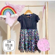 JEM Kids Dress for 6 years old black & floral thrifted from ukay us bale