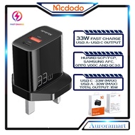 Mcdodo 33W PD Fast USB Charger Fast Charging Adapter Travel Chargers Type C USB Kepala Charger Cable