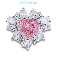 4CT Heart Lab Created Sapphire High Carbon Diamond Ring For Women 925 Silver Jewelry