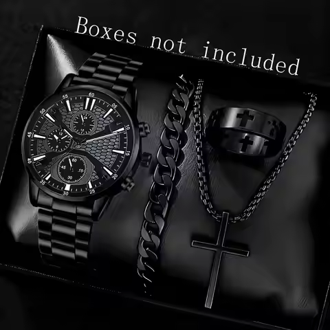 2/4PCS/Set Men's Quartz Wrist Watches Alloy Minimalist Luxury Elegant Jewelry Y2K Party Dress Vacati