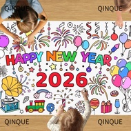 QINJUE Giant Coloring Poster, Happy  Year DIY Coloring Doodle Art Banner, Interactive Doodle Art Cra