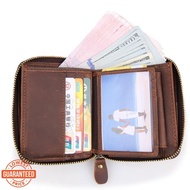 FB6 RFID Men's Leather Zipper Wallet Zip Around Wallet Bifold Multi Card Holder Purse