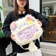 Sanhua Bow Doll Cartoon Kitten Large Capacity Girl Backpack Transparent Pain Bag F1 Plush Cute Backp