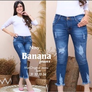 WOMEN'S JEANS RIPEED JEANS/ BANANA JEANS 7/9
