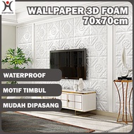 Wallpaper Dinding 3D Motif Batik Ukuran 70x70cm Wallsticker Walpaper Tembok