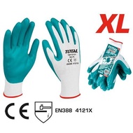 Total ถุงมือผ้าบาง เคลือบด้านหน้า ( ผ้าฝ้าย / ผ้าคอตตอน + โพลีเอสเตอร์ ) เคลือบยางไนไตรท์ รุ่น TSP12