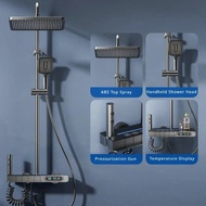 QUITE ระบบฝักบัว LED ดิจิตอลจอแสดงผลดิจิตอลติดผนังมัลติฟังก์ชั่นเปียโนคีย์ห้องน้ําฝักบัวก๊อกน้ําชุด