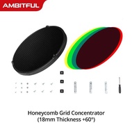 AMBITFUL 18mm 28mm 46mm Thickness 30/40/50/60 Degree Aluminum Honeycomb Grid for Studio Light Strobe