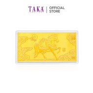 TAKA Jewellery 999.9 Pure Gold Fortune Horse "五福临门" Note Plate - 1gm