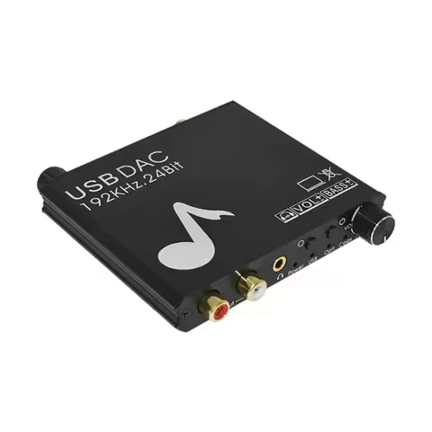 USB DAC 192kHz 24Bit Digital to Analog Converter with Bass&Volume Control Coaxial Toslink to Analog 