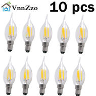10pcs LED Bulb E14 2W/4W/6W Dimmable Edison Retro Filament Candle Light AC220V C35 Warm/Cold White 3