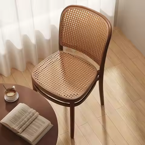 Dining chair backrest plastic rattan chair household leisure chair spare stool stackable bench comme
