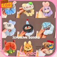 Kikidoo Cute Character Fur Scrunchie Hair Tie Hair Accessories Cute DollWanita JR58